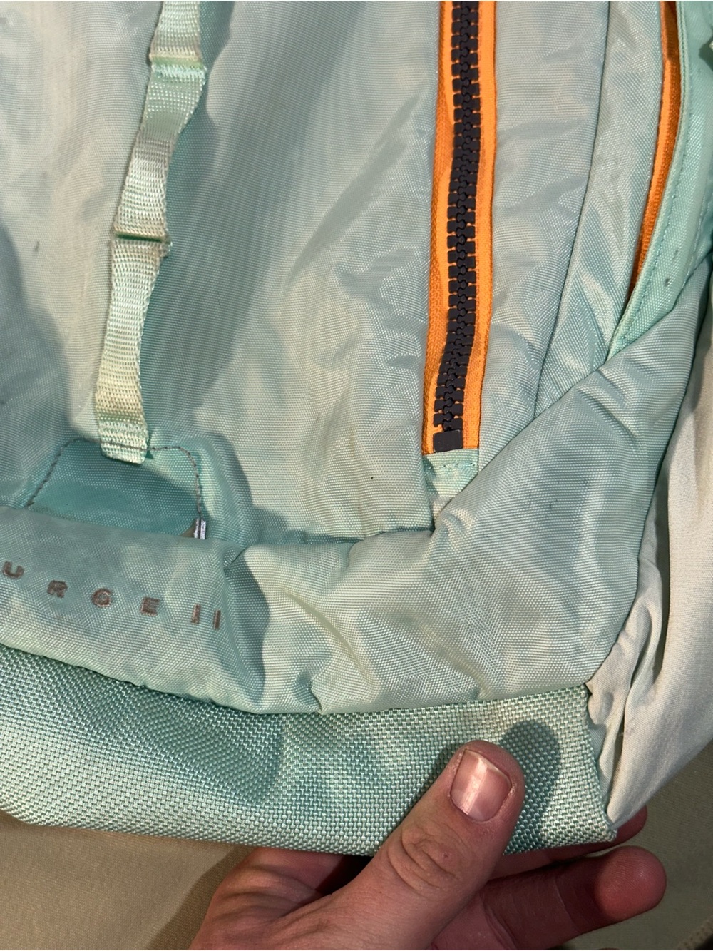 The North Face Surge II Backpack Mint Green Orange Laptop Bag - Picture 3 of 13